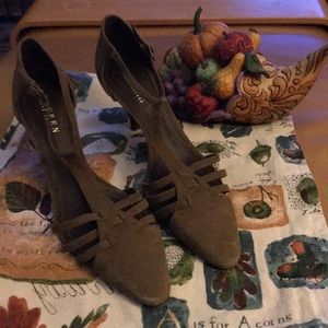 Ralph Lauren Olive Suede Sling Back Heels